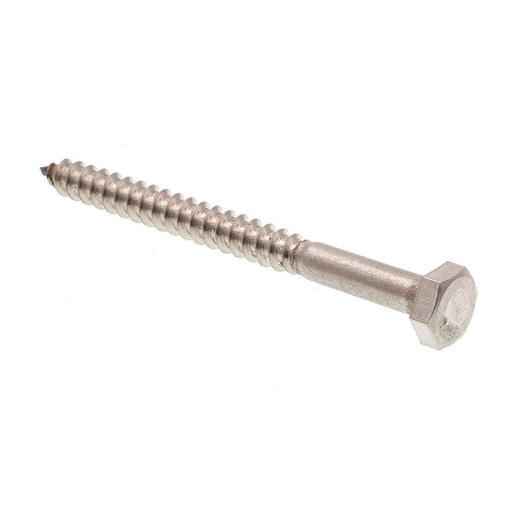 1/4 in. x 3 in. Hex Drive, Grade 18-8 Stainless Steel Lag Screw Hex Head (25-Pack) - Hercitys