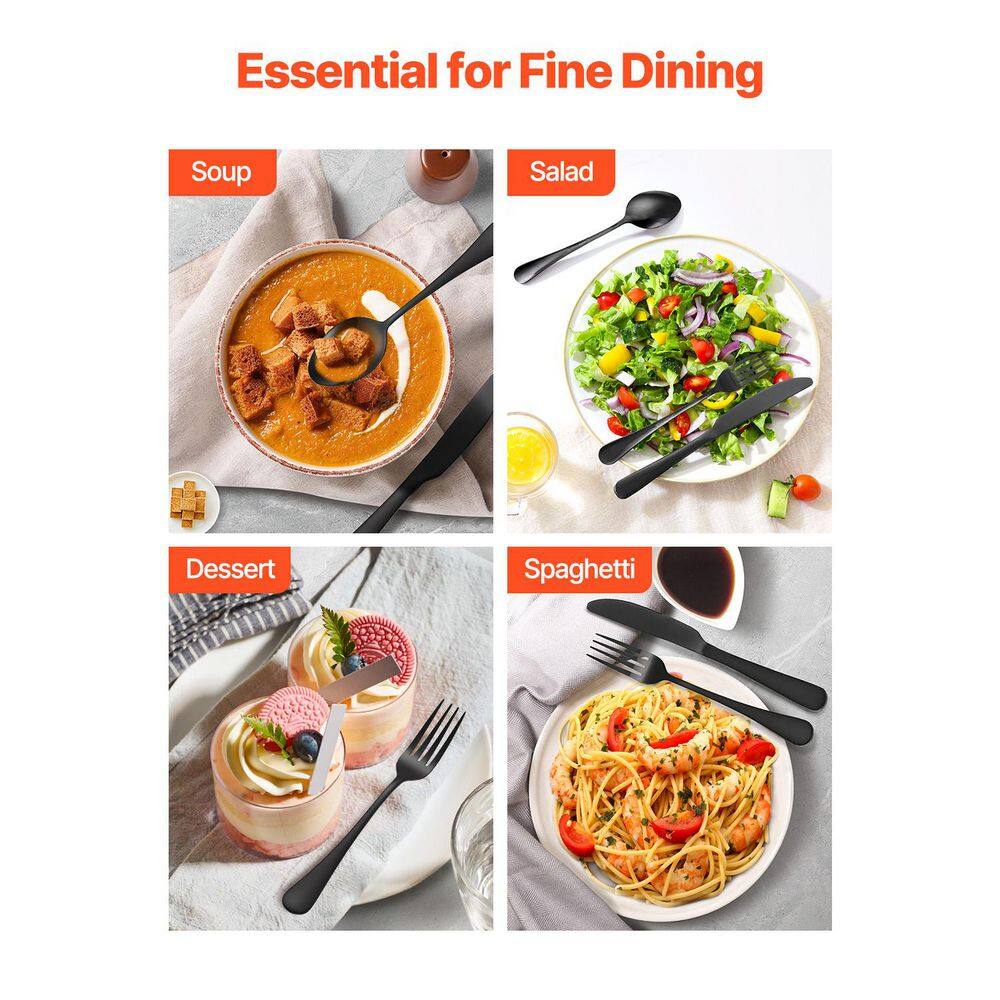 30-Piece Black Silverware Set, Food-Grade Stainless Steel Flatware Utensils for 6, Mirror Finished Cutlery Set - Hercitys