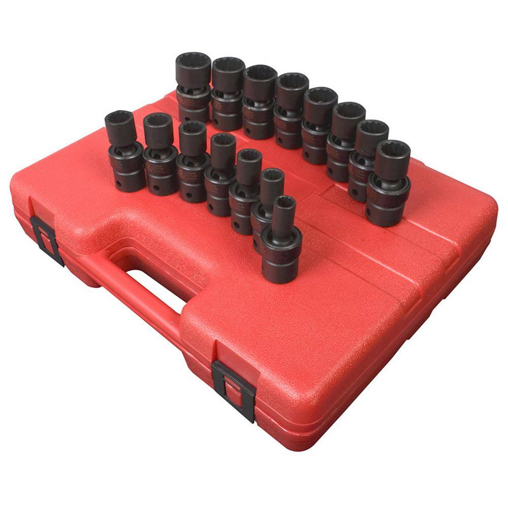 1/2 in. Drive 12-Point Metric Univ Impact Socket (15-Piece) - Hercitys