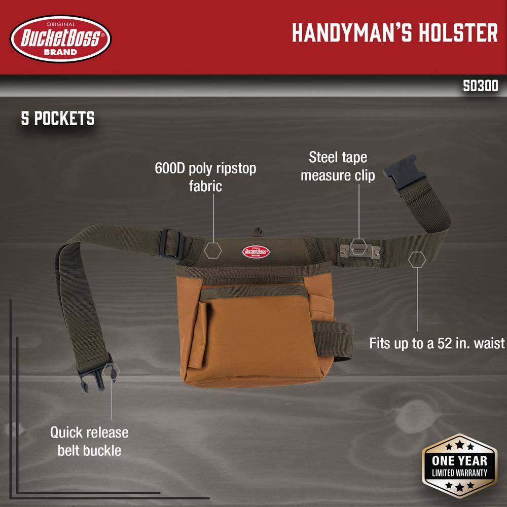 10 in. 5-Pocket Handyman’s Holster Tool Belt Pouch - Hercitys