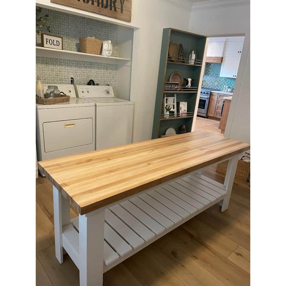 1.5 ft. L x 25 in. D x 1.5 in. T Finished Maple Solid Wood Butcher Block Countertop With Square Edge - Hercitys