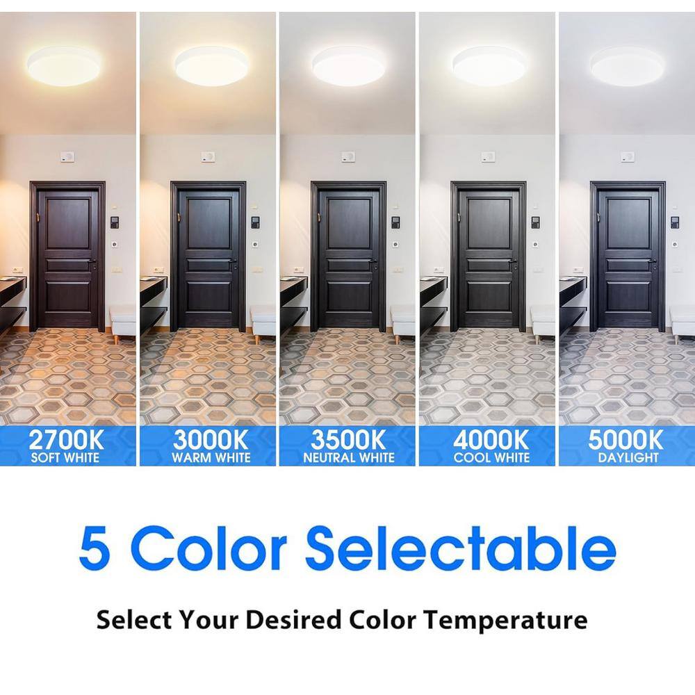 11 in White Round LED Flush Mount With plastic Shade and No Bulbs Included 6 Pack - Hercitys