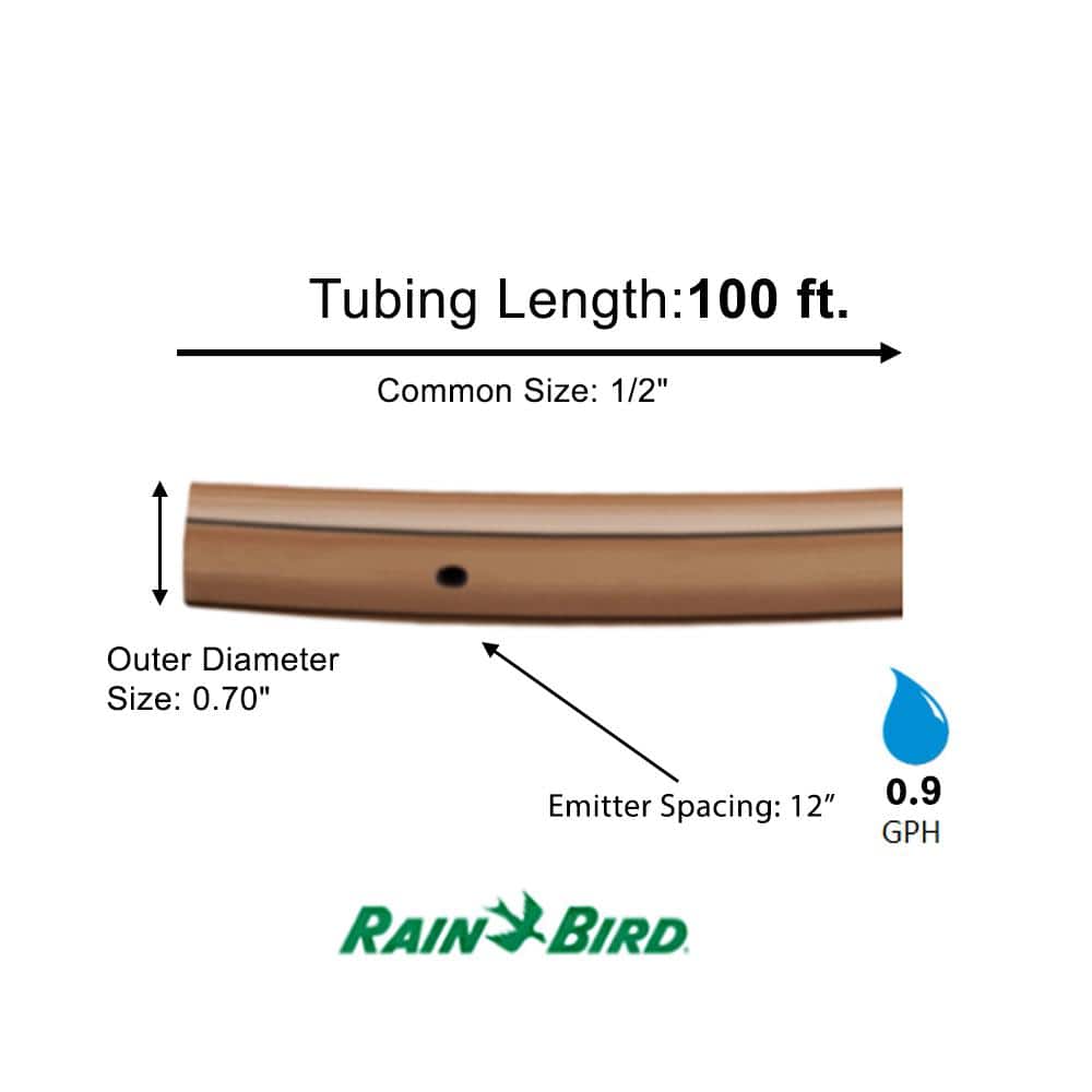 1/2 in. x 100 ft. Drip Emitter Tubing with 12 in. Spacing - Hercitys