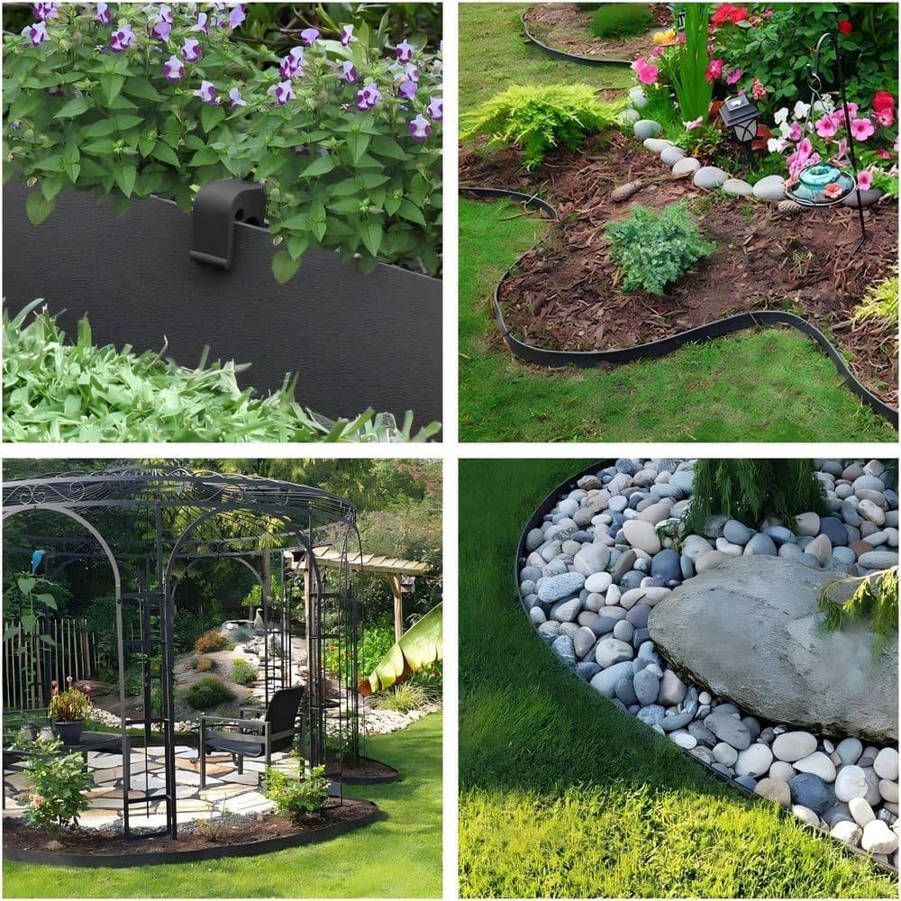 100 ft. x 0.1 in. x 5 in. Black Polyethylene Edging with Stakes - Hercitys