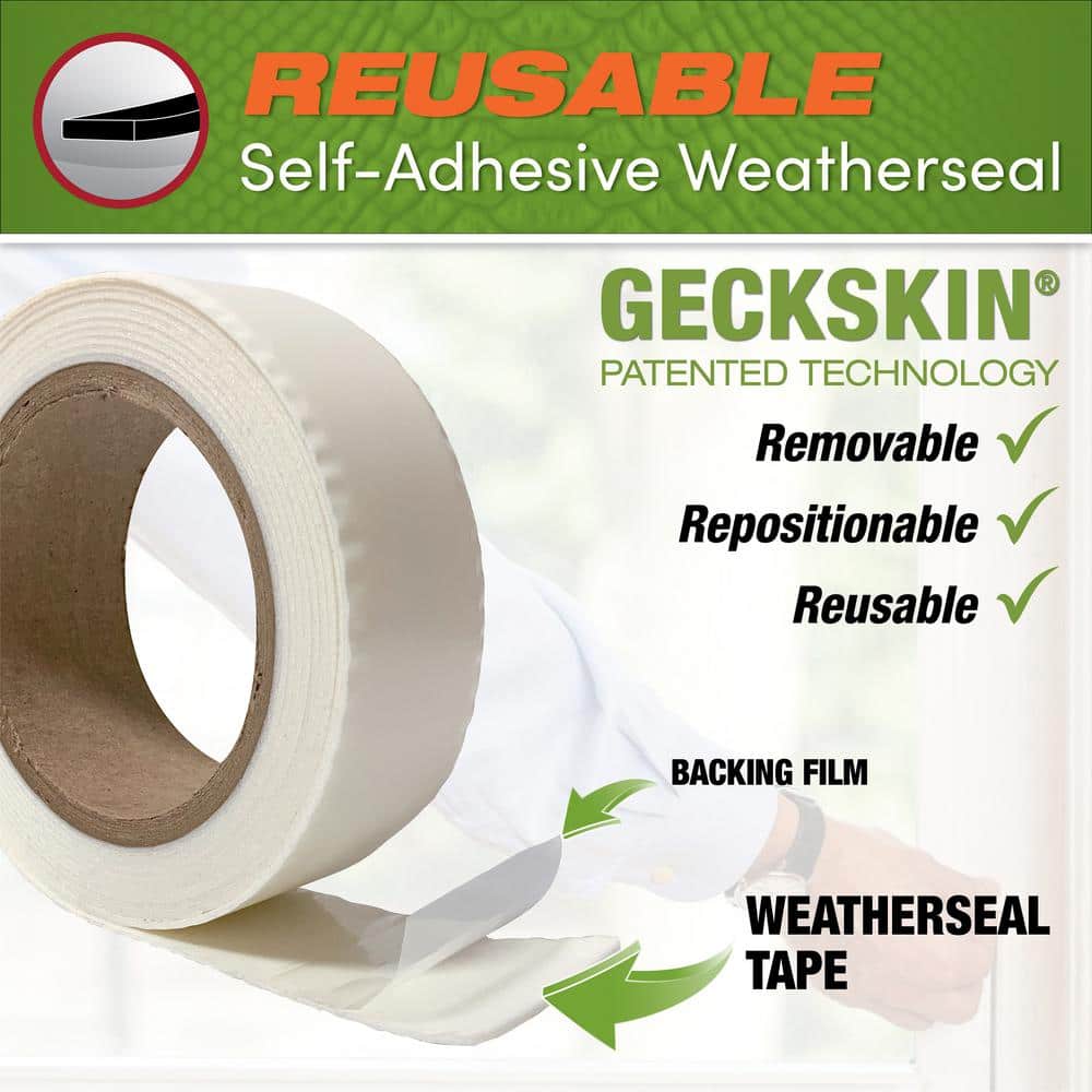 1 in. x 1/4 in. x 10 ft. White EZSuperSeal No Mistake Weatherstrip Tape - Hercitys