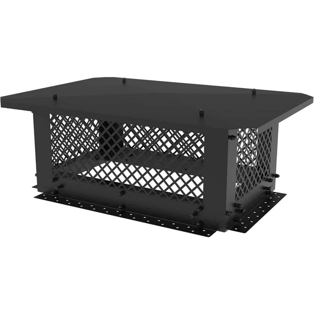 13 in. x 21 in. Black Galvanized Steel Fireplace Chimney Caps for Outside - Hercitys