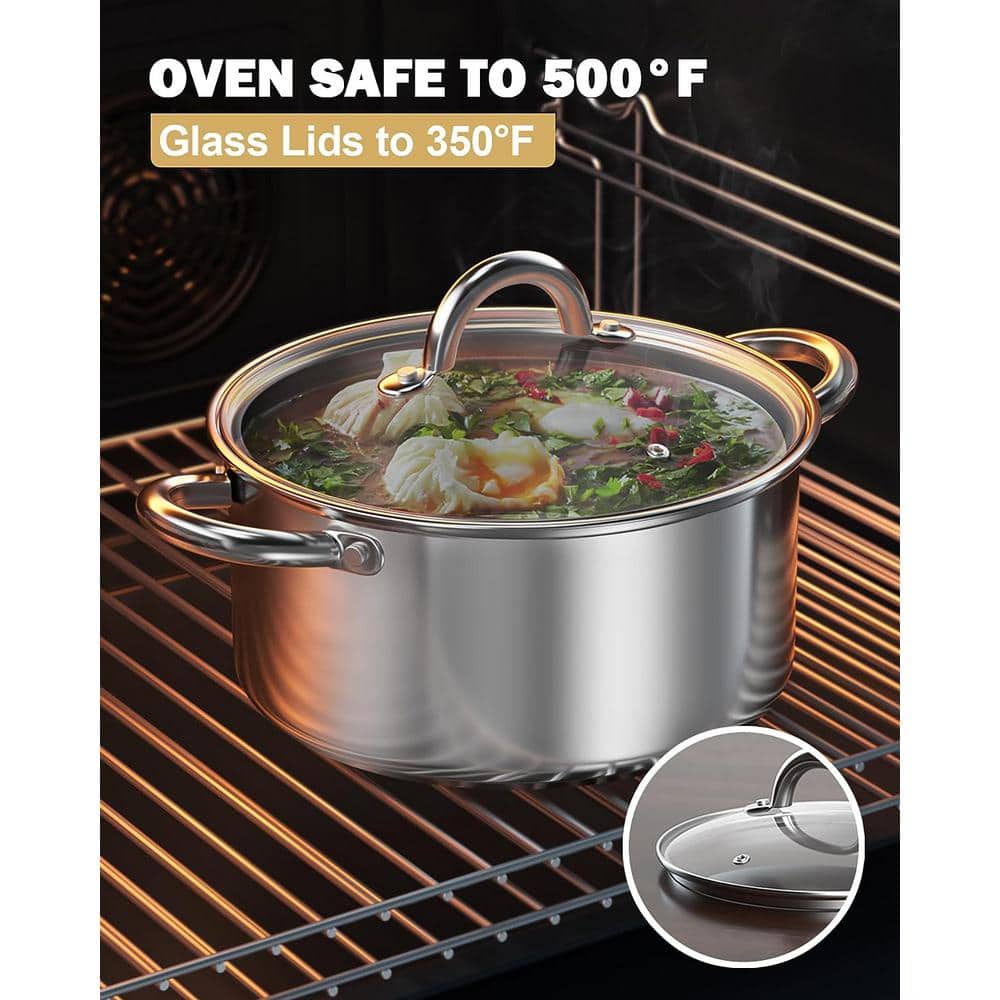 16 qt. Stainless Steel Stock Pot with Glass Lid - Hercitys