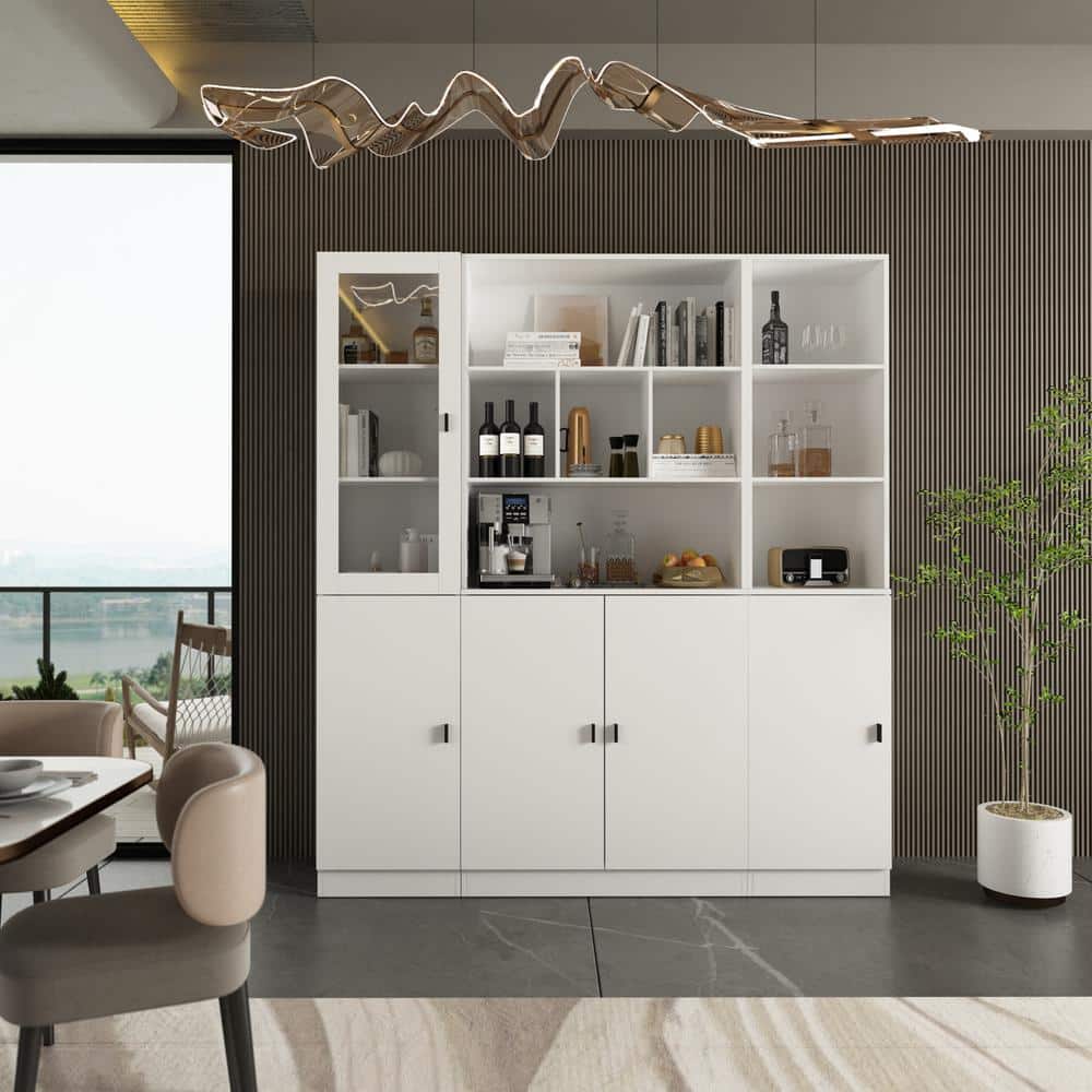 15.8 in. W x 11.5 in. D x 70.9 in H White Wood Quick Assemble Base Kitchen Cabinet with 2 Doors - Hercitys
