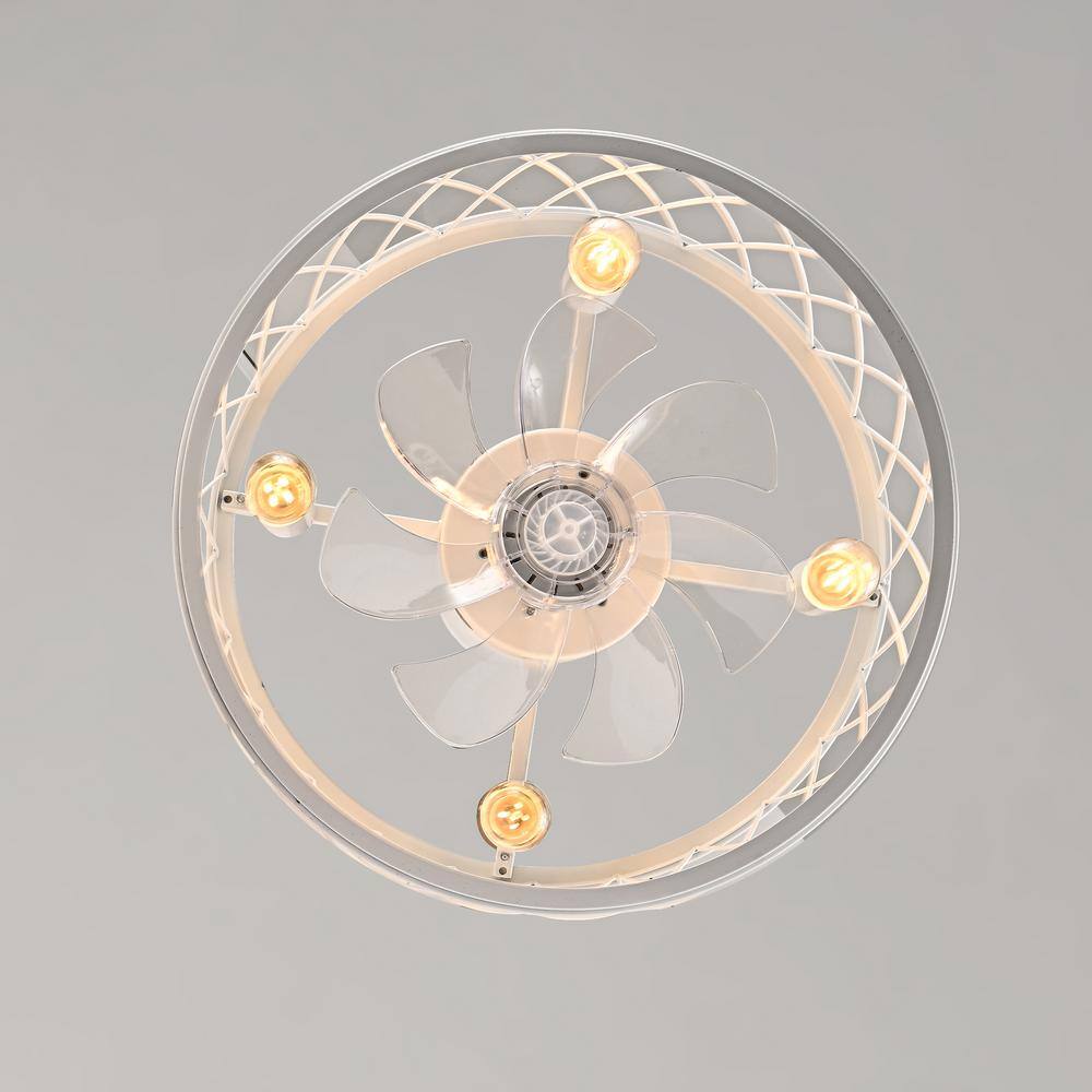 18 in. Smart Indoor White Caged Ceiling Fan with Remote Included - Hercitys