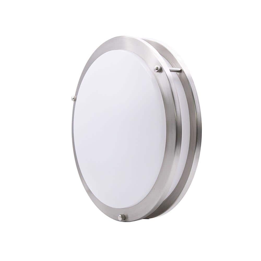 14 in. Brushed Nickel LED Flush Mount 4000K Dimmable Ceiling Light Fixture - Hercitys