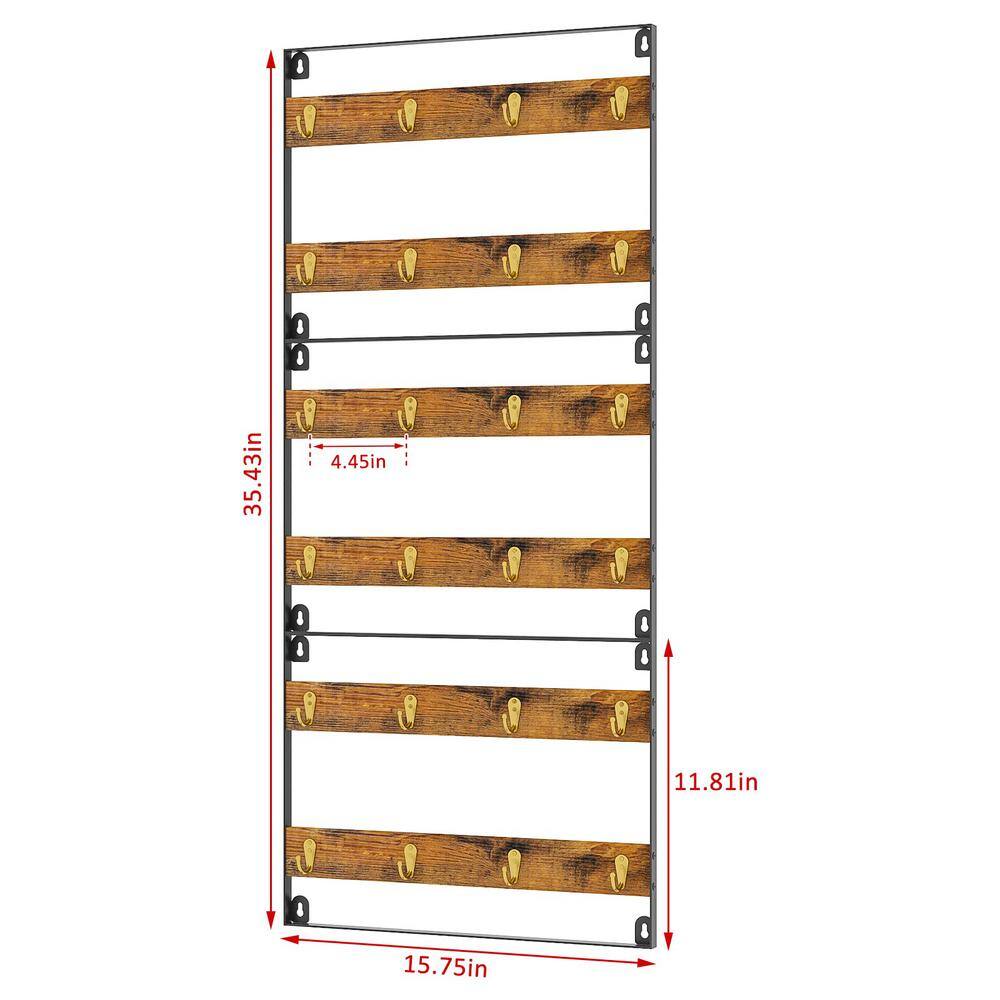 3-Pack 8-Hook Rustic Brown Mug Hook to Hold 24-Mugs, Wall Mounted Coffee Mug Racks, Coffee Mug Holder for Kitchen - Hercitys