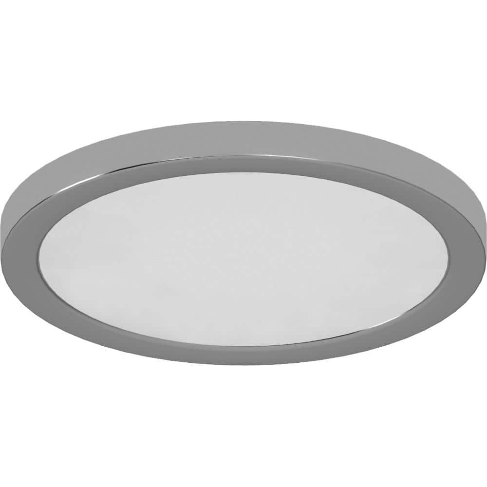 12 in. 1-Light Brushed Nickel LED Indoor Disc/Circle Ceiling Flush Mount/Wall Mount Sconce – White Acrylic Circle Lens - Hercitys