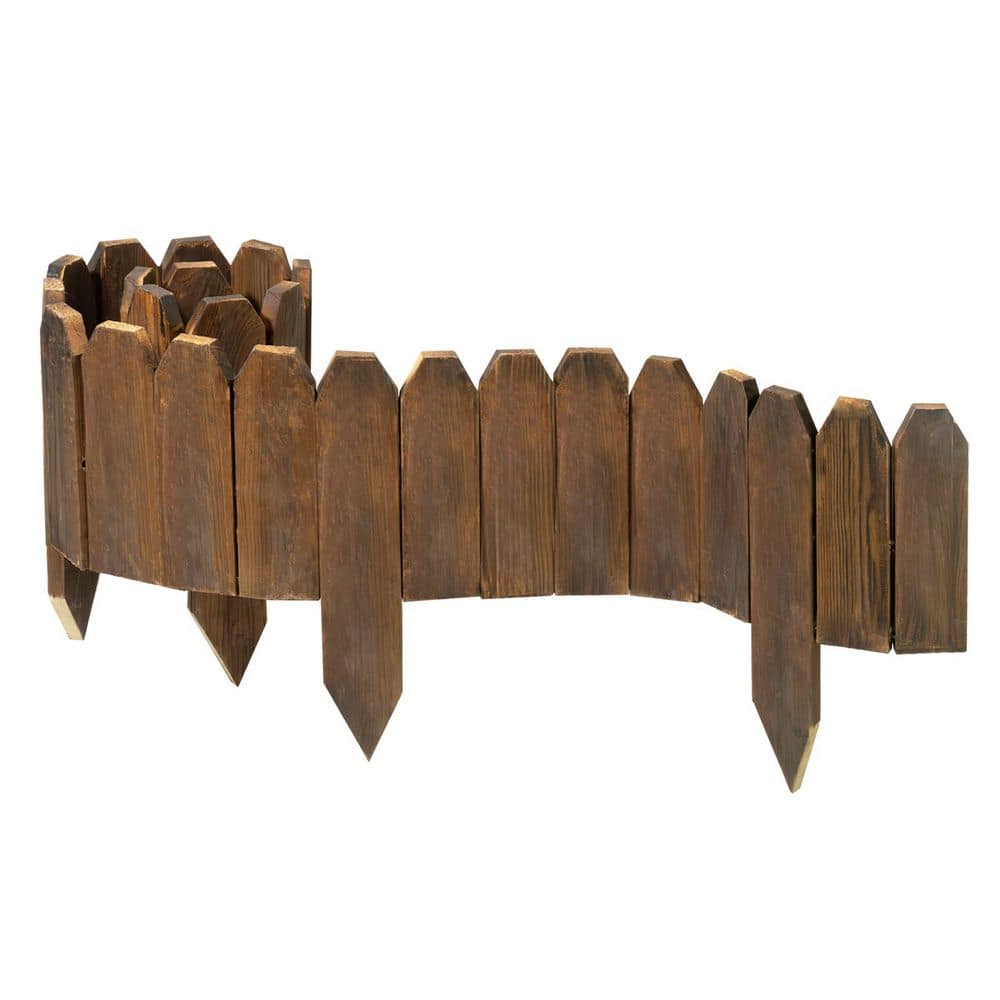 47 in. x 5.9 in. x 0.4 in. Brown Wood Garden Edging Fence Border Decorative Panels for Flower and Landscape Fencing - Hercitys