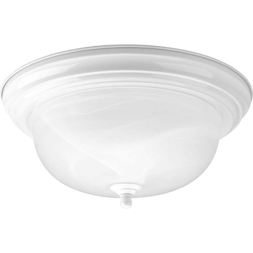 2-Light White Flush Mount with Alabaster Glass - Hercitys