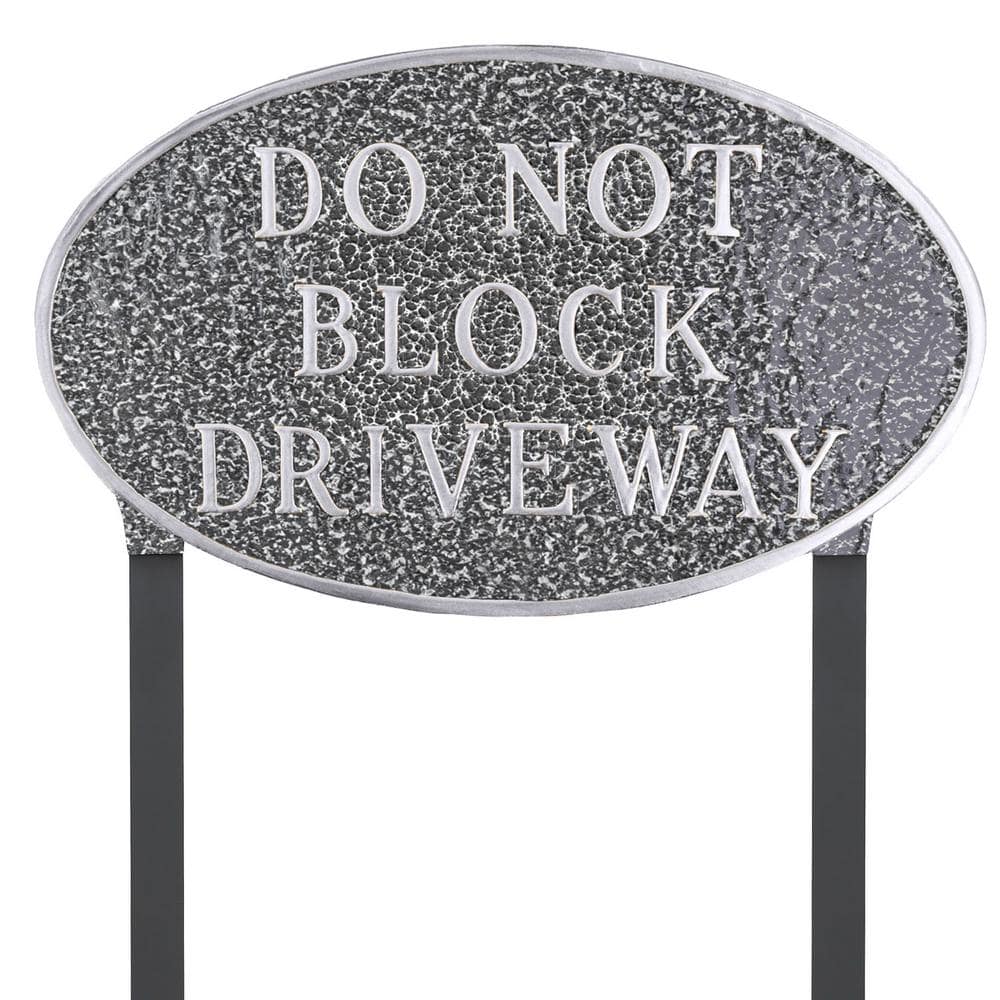 10 in. x 18 in. Large Oval Do Not Block Driveway Statement Plaque Sign with Lawn Stakes-Swedish Iron - Hercitys