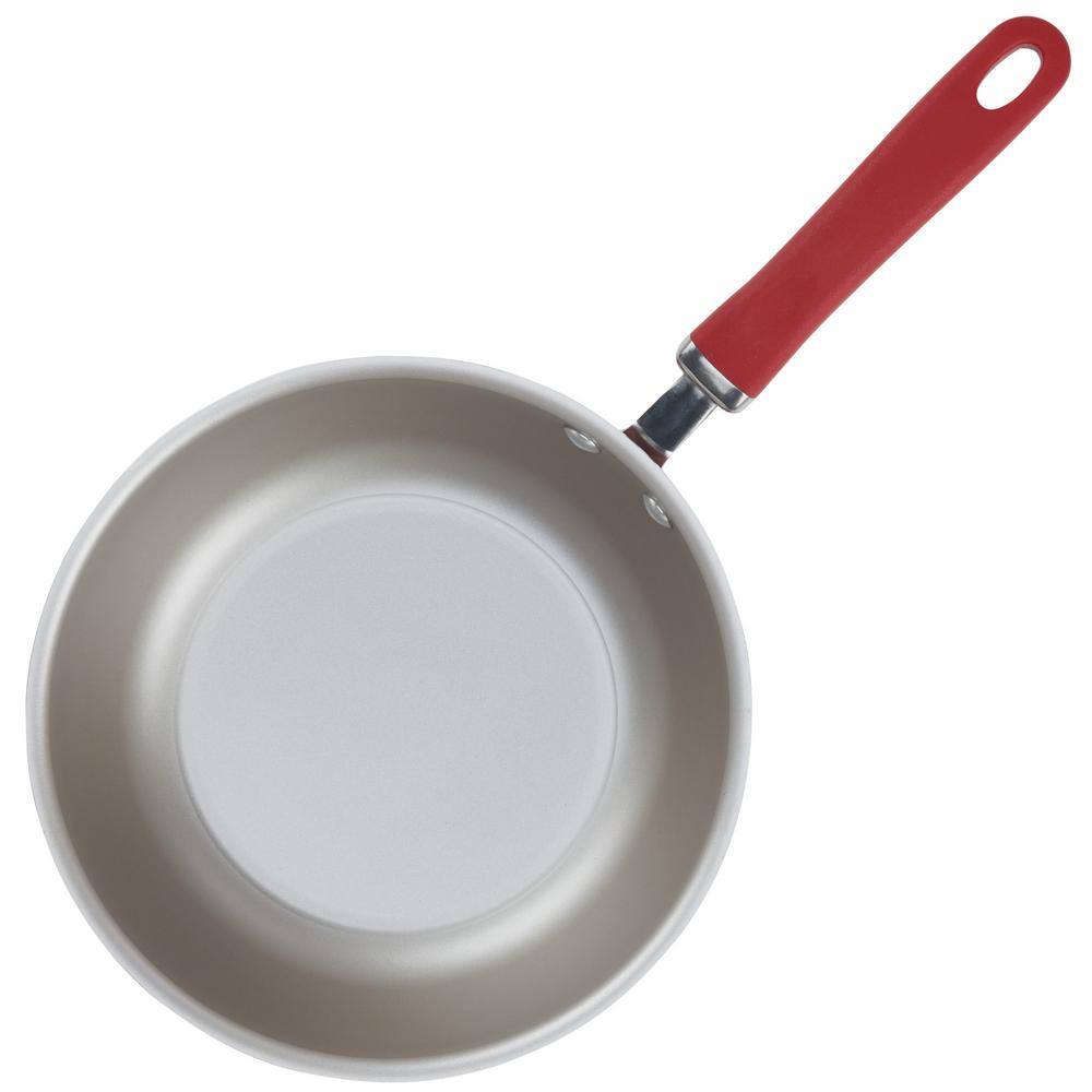 10 in. Aluminum Nonstick Skillet Create Delicious in Red Shimmer with Glass Lid - Hercitys