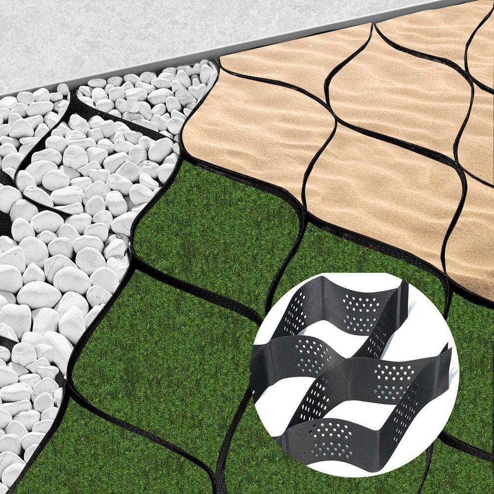 10 ft. x 33 ft. x 4 in. Plastic Ground Geo Grid Driveway Ground Pavers Geocell Gentle Slope Greening - Hercitys