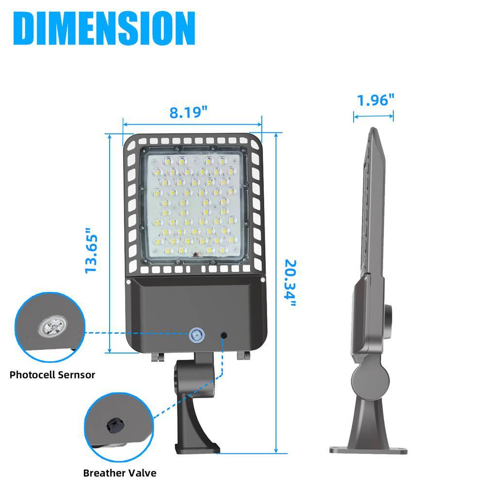 1000-Watt Equivalent Integrated LED Bronze LED Parking Lot Area Light Arm Mount 5000k Dusk to Dawn IP65 - Hercitys