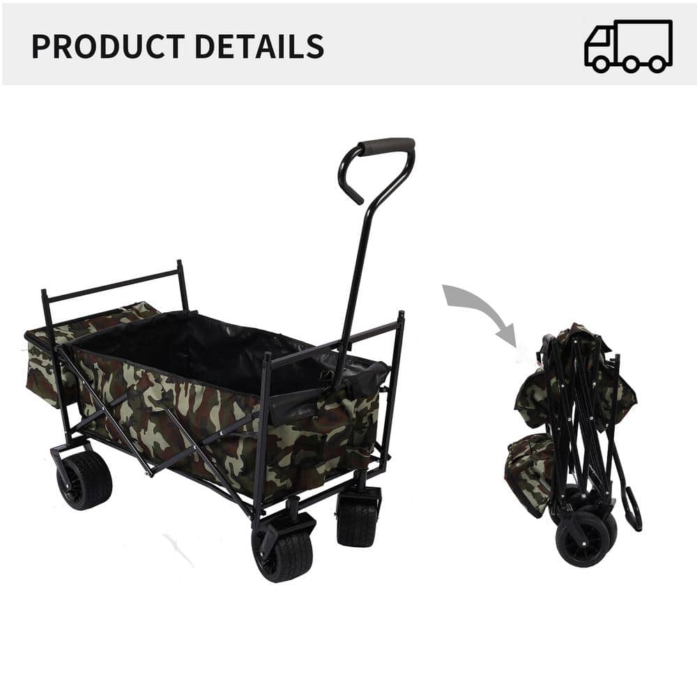 22.74 cu. ft. Fabric Utility Wagon Portable Beach Trolley Garden Cart, Camping Foldable Folding Wagon for Outdoor Park - Hercitys