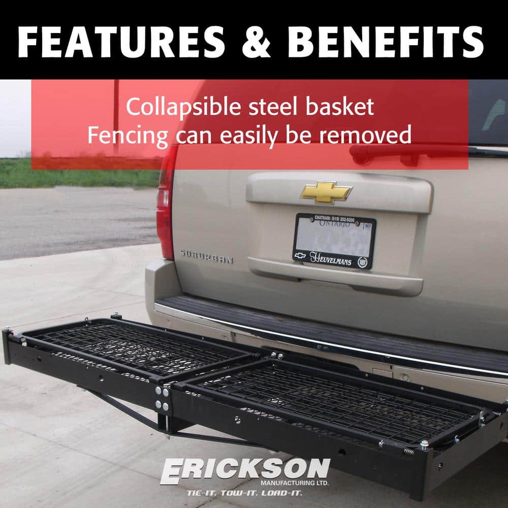 500 lb. Capacity 60 in. x 20 in. Steel Folding Hitch Cargo Carrier for 2 in. Receiver - Hercitys