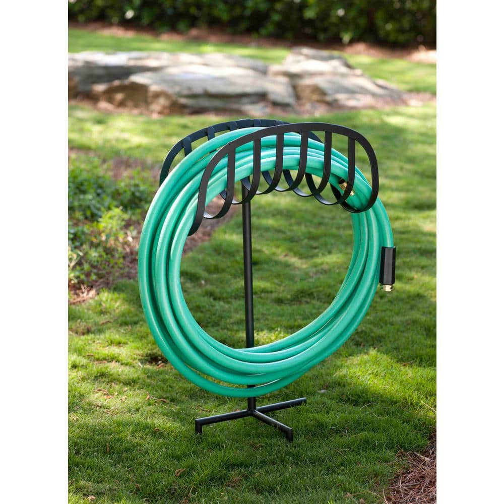 125 ft. Black Steel Decorative Hose Stand Garden Hose Reel - Hercitys