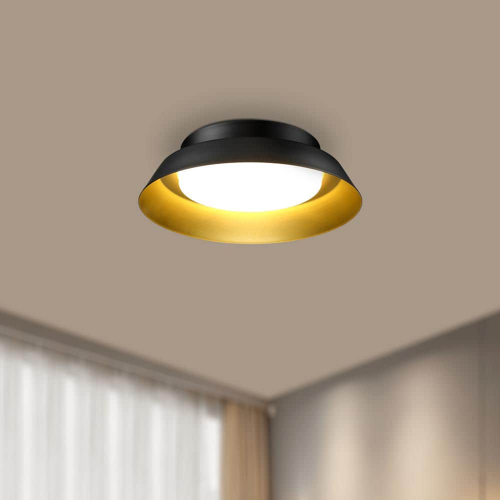 13 in. 20-Watt Matte Black 1000LM 3CCT Integrated LED Flush Mount Ceiling Light - Hercitys
