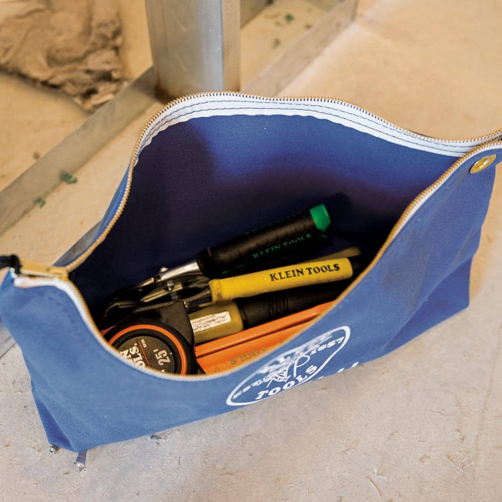 10 in. Consumables Blue Canvas Zipper Bag - Hercitys