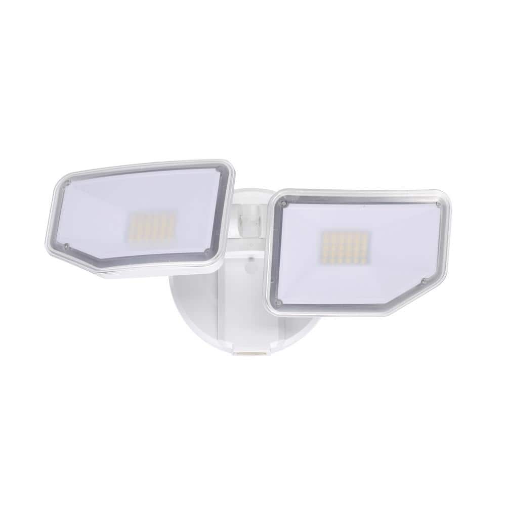 130-Watt Equivalence White Outdoor 2-Light Integrated LED Wall or Eave Mount Flood Light - Hercitys