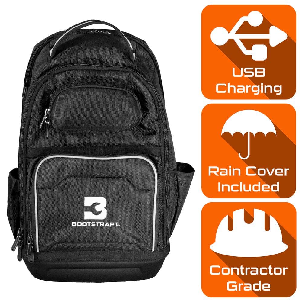 15 in. Contractor’s Backpack with Integrated Power Bank Compartment and Waterproof Rain Cover - Hercitys