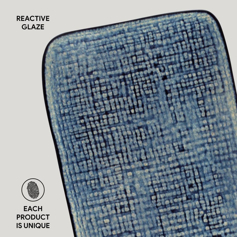 10.63 in. Denim Dark Blue Stoneware Rectangular Platter Medium Juta (Set of 4) - Hercitys