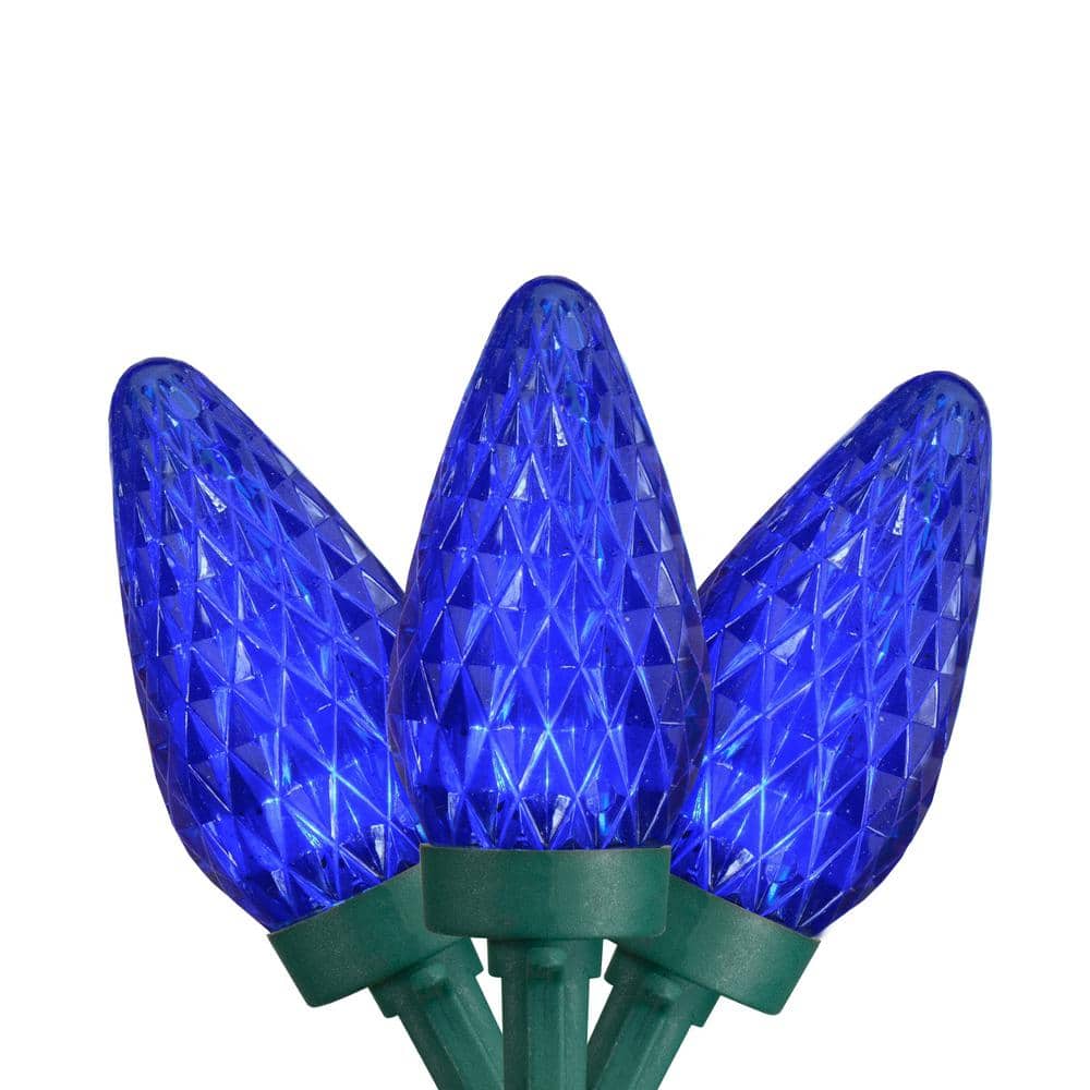 50-Count Blue LED Faceted C9 Christmas Light Set 20.25 ft. Green Wire - Hercitys