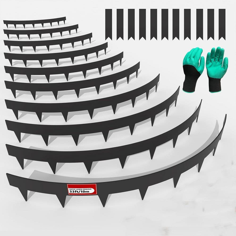 33 ft. Galvanized Steel Landscape Edging with 11 Stakes, 10-Pack - Hercitys