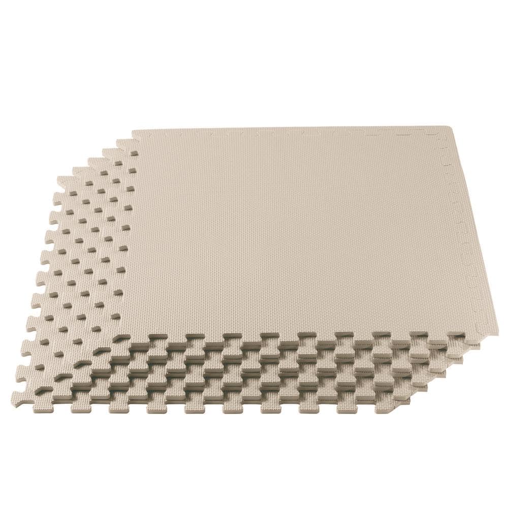 1/2 in. Thick Multipurpose 24 in. x 24 in. EVA Foam Tiles 6 Pack 24 sq. ft. – Sand - Hercitys