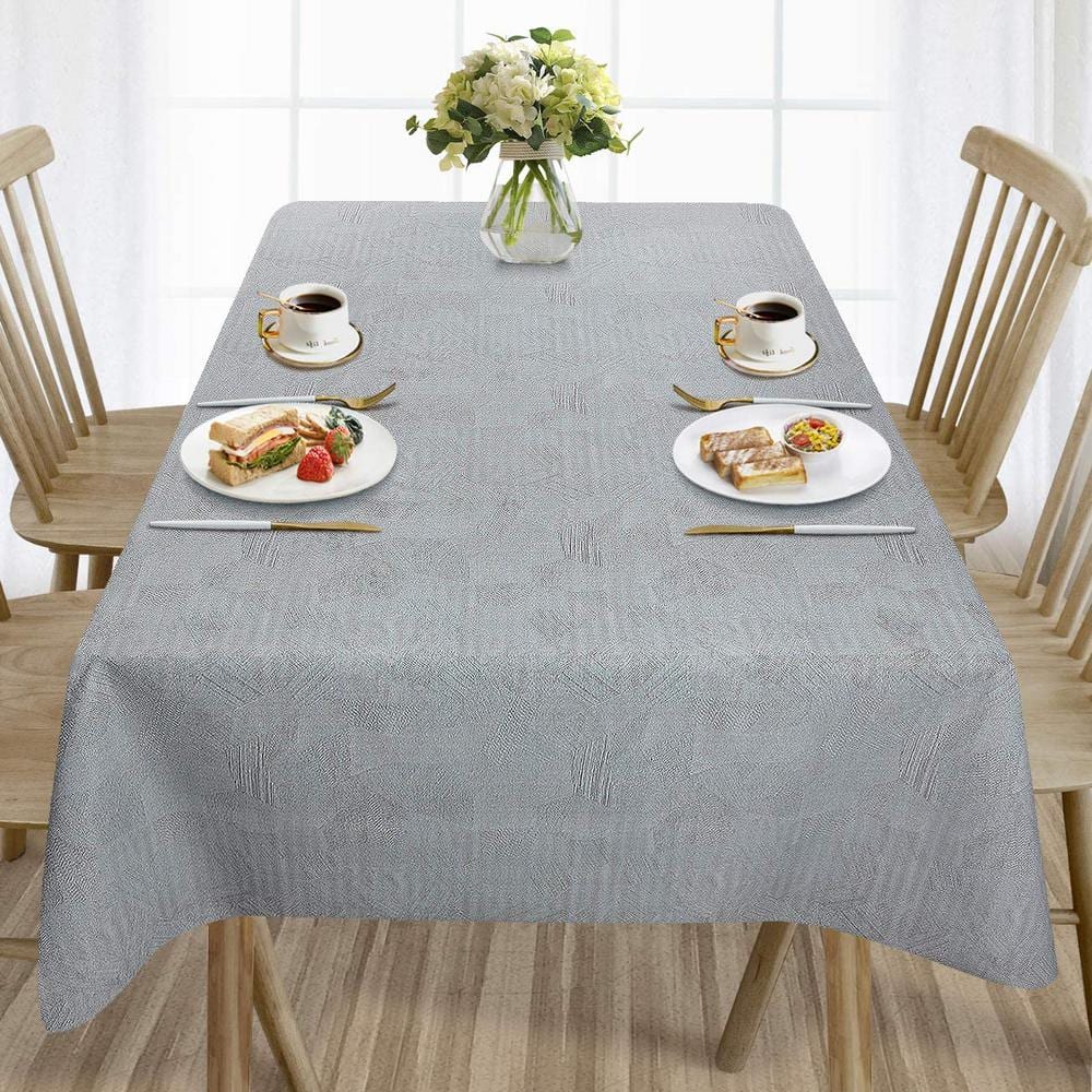 55 in. in. W x 78 in. L Grey Waterproof Vinyl Tablecloth - Hercitys