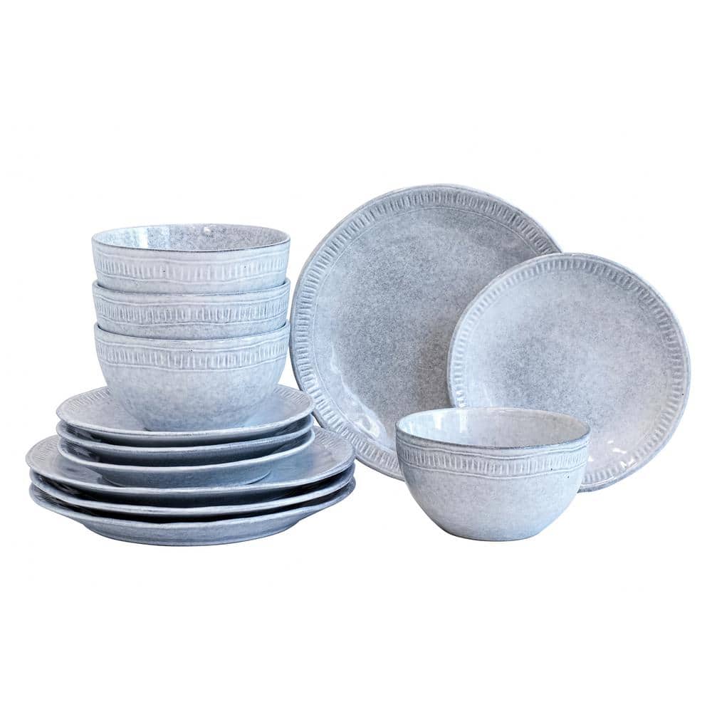 12-Piece Violet Stoneware Dinnerware Set - Hercitys