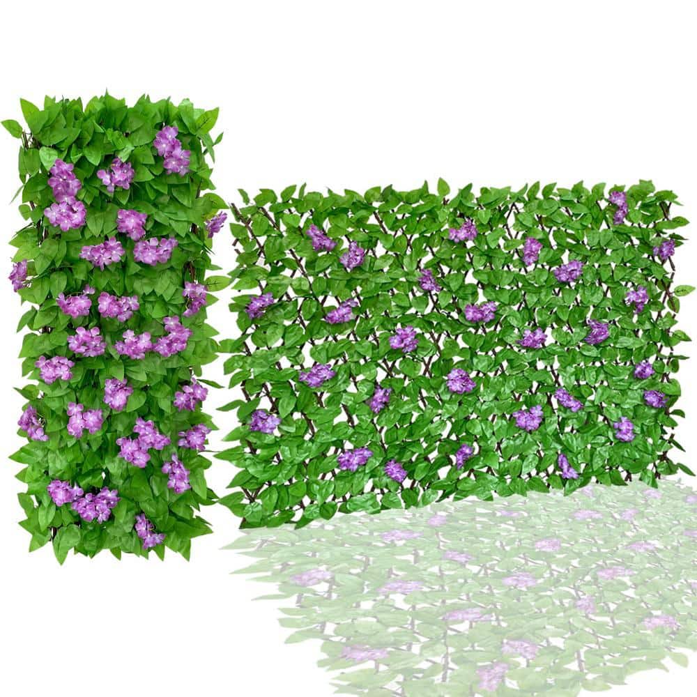 11 in. Expandable Garden Fence Plastic Privacy Screen Faux Ivy Decorative - Hercitys