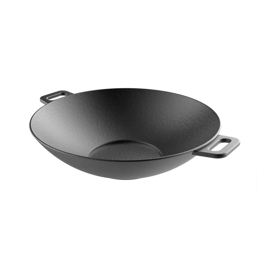 14 in. Cast Iron Wok with Handles - Hercitys