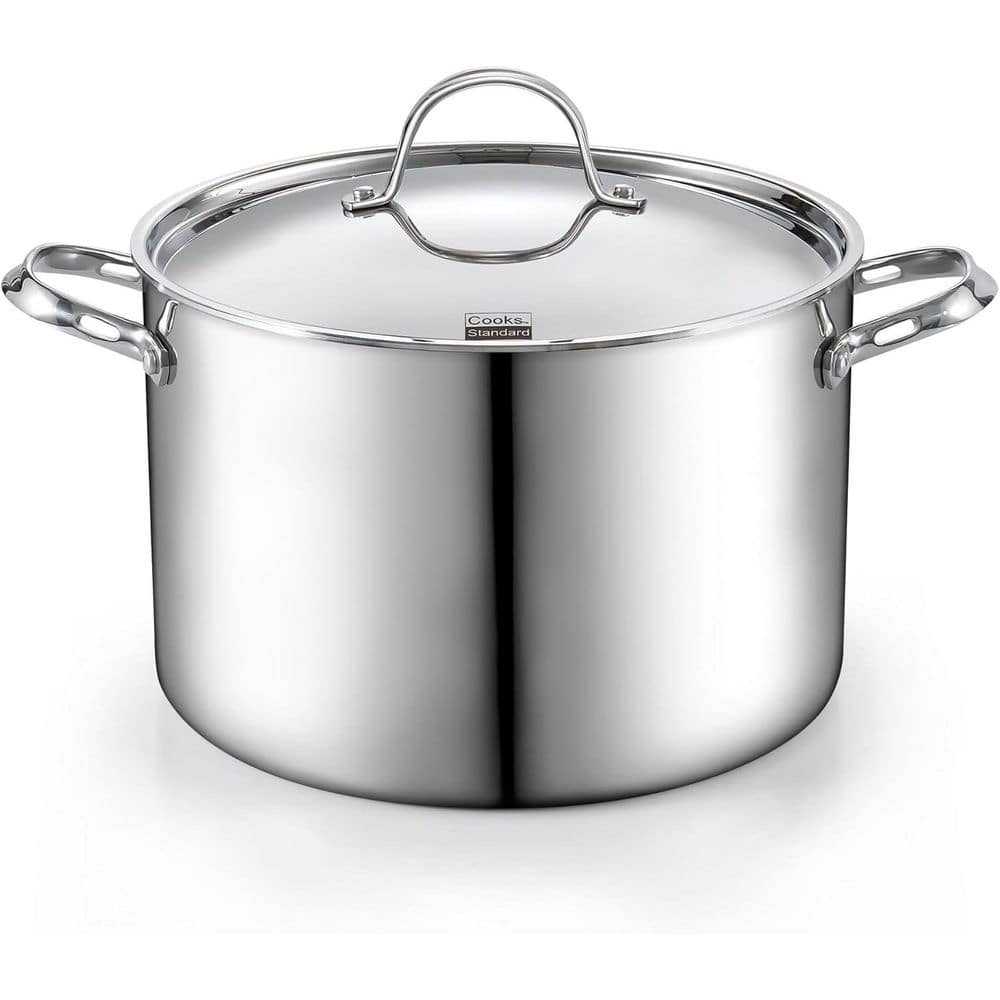 12-qt. Multi-Ply Clad Stainless Steel Stock Pot with Lid - Hercitys