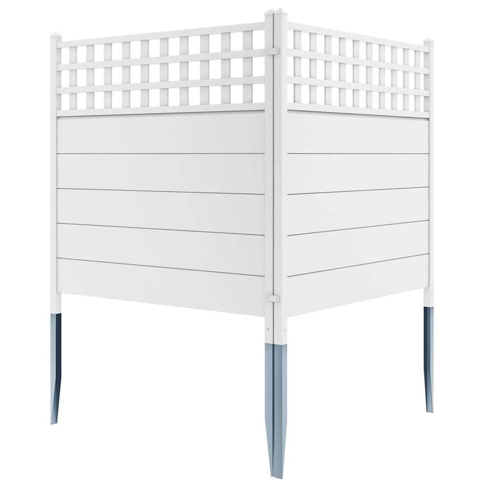 45 in. Plastic Garden Fence Panels with Metal Ground Stakes for Garden(Set of 2) - Hercitys