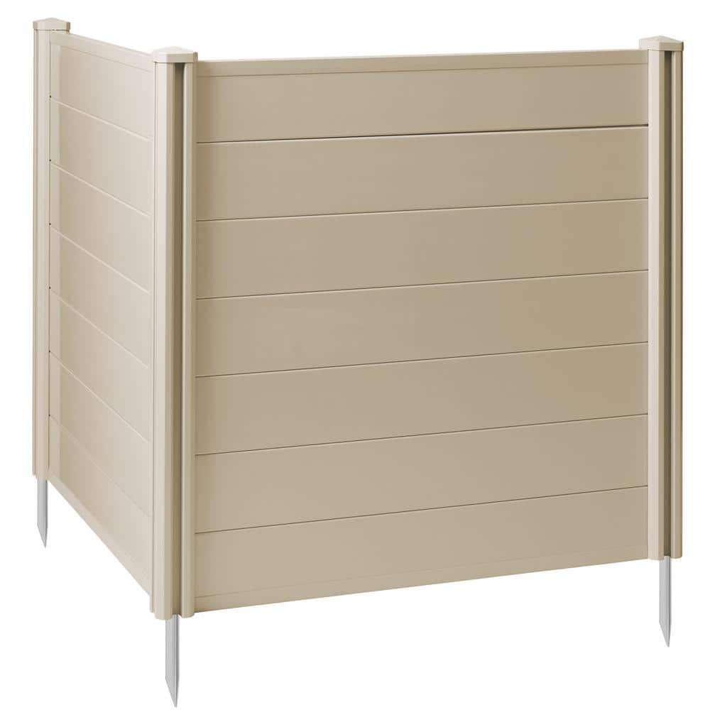 42 in. x 42 in. Privacy Screen Outdoor Vinyl Fence Panel for AC / Trash-Tan - Hercitys