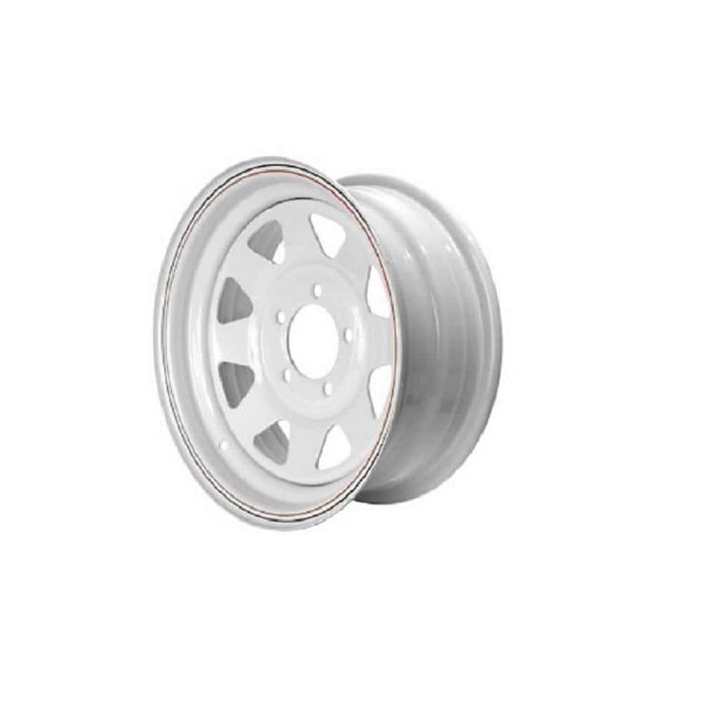 2040 lb. Load Capacity White with Stripe Eight Spoke Steel Wheel Rim - Hercitys