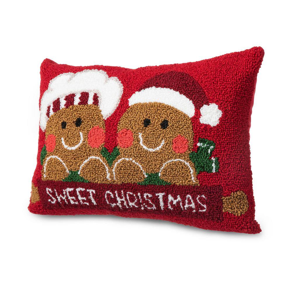 12 in. H Hooked Gingerbread Boy and Girl Pillow - Hercitys