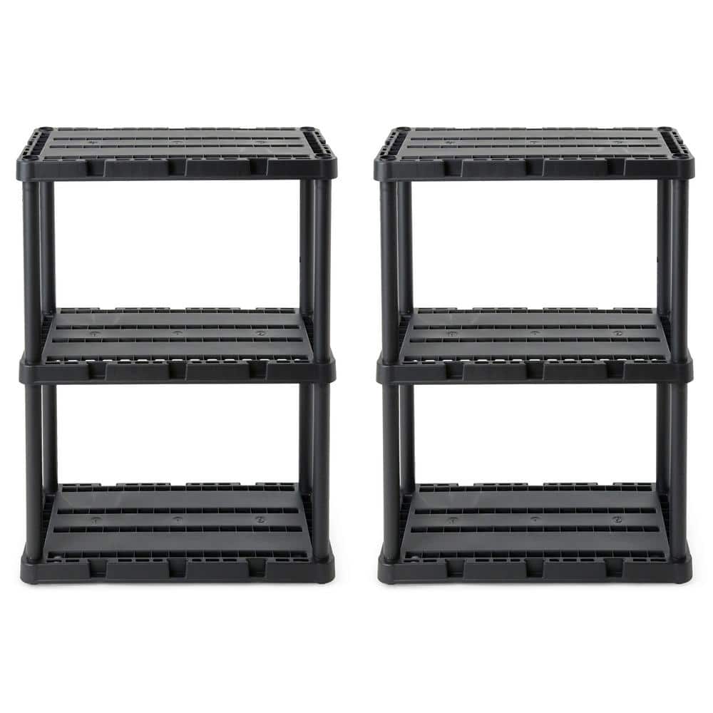 12 in. x 24 in. x 33 in. 3-Shelf Knect-A-Shelf Solid Light Duty Storage Unit in Black (2-Pack) - Hercitys