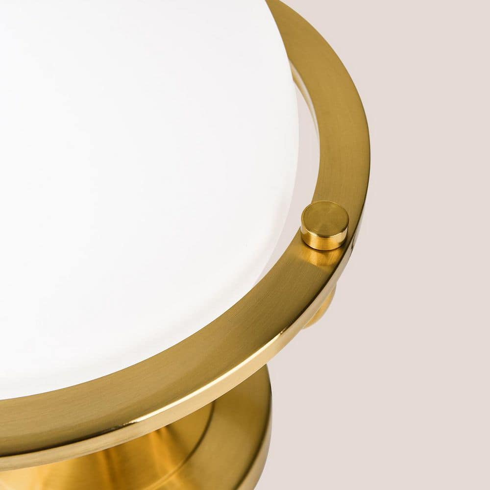 10 in. 1-Light Gold Semi-Flush Mount Ceiling Light Fixture with Milky Glass Globe Shade - Hercitys