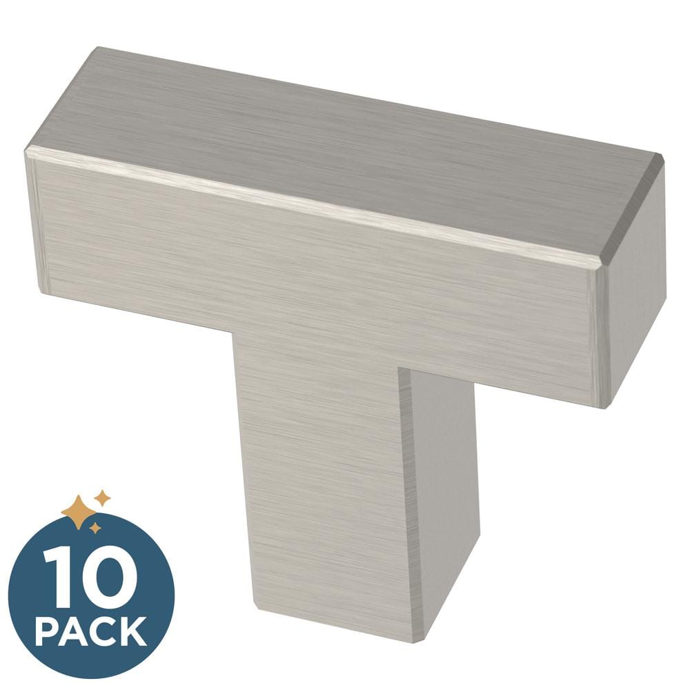 (10-Pack) Simple Modern Square 1-1/4 in. (32 mm) Modern T-Shaped Bar Cabinet Knobs - Hercitys