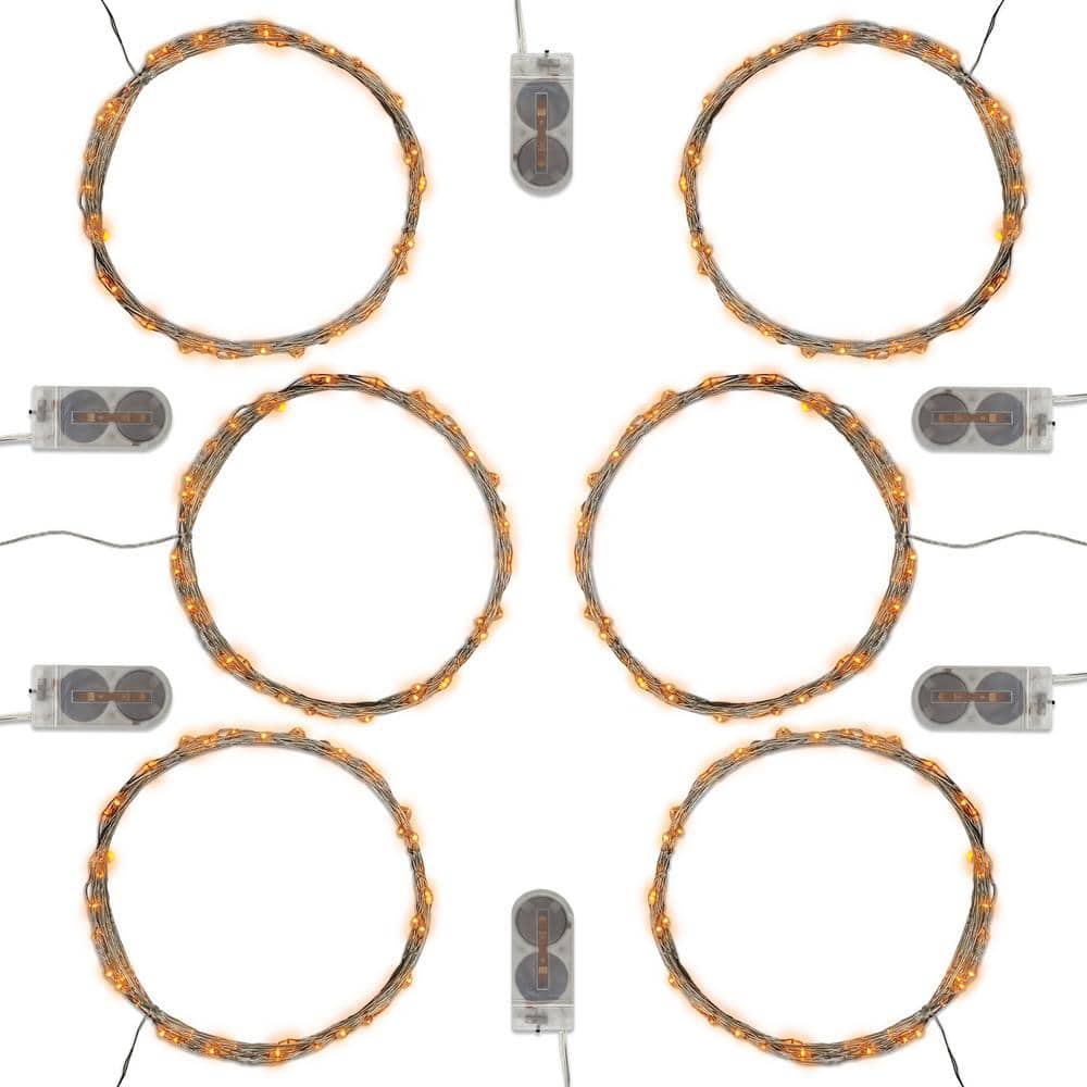 20-Light Bulb LED Orange Battery Operated Fairy String Lights (Set of 6) - Hercitys