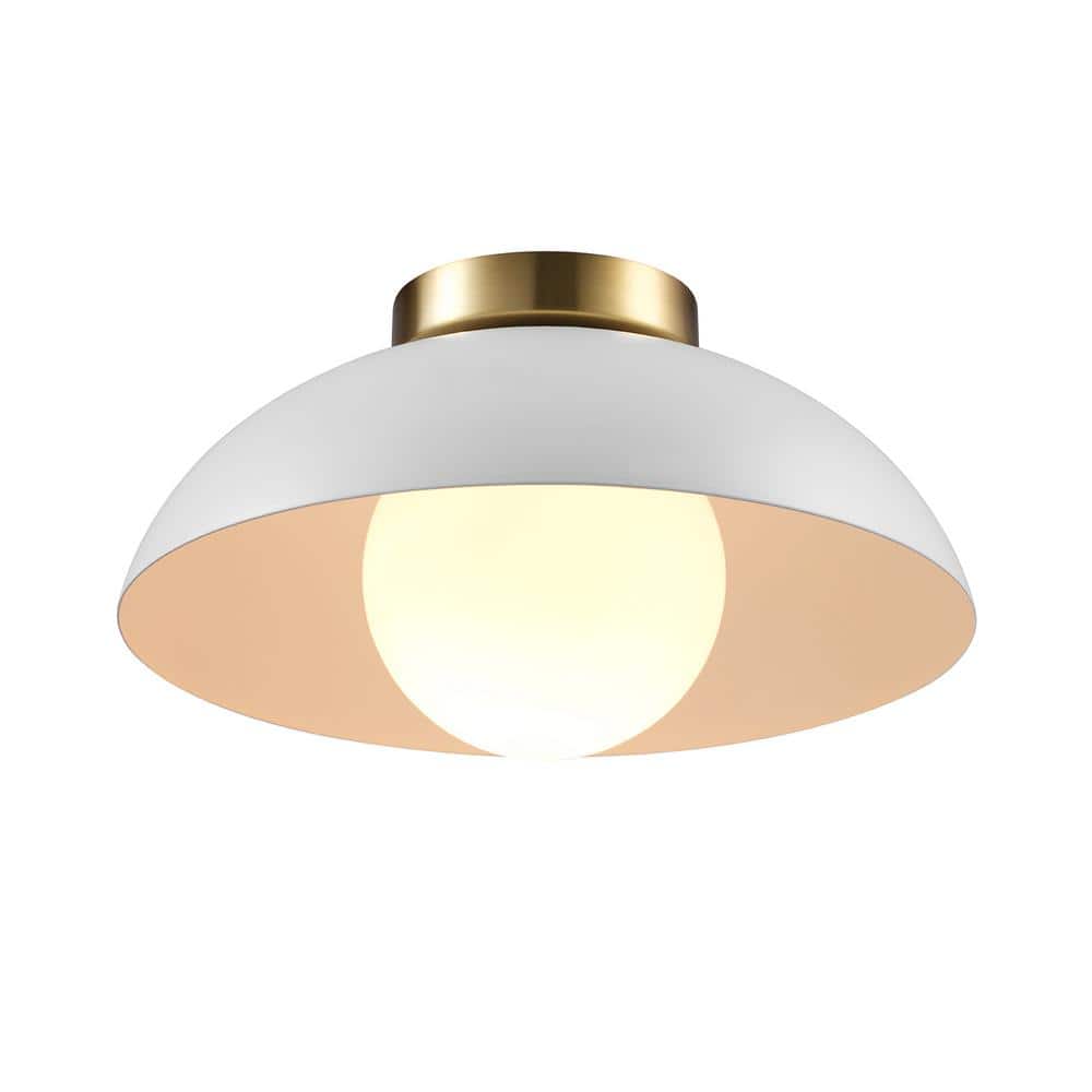 5.9 In. 1-Light Matte White Flush Mount Ceiling Light with White Opal Glass Shade - Hercitys