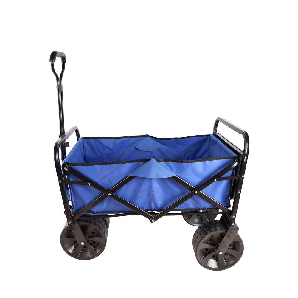 5.2 cu. ft. Metal Blue Folding Wagon Garden Cart Shopping Beach Cart - Hercitys
