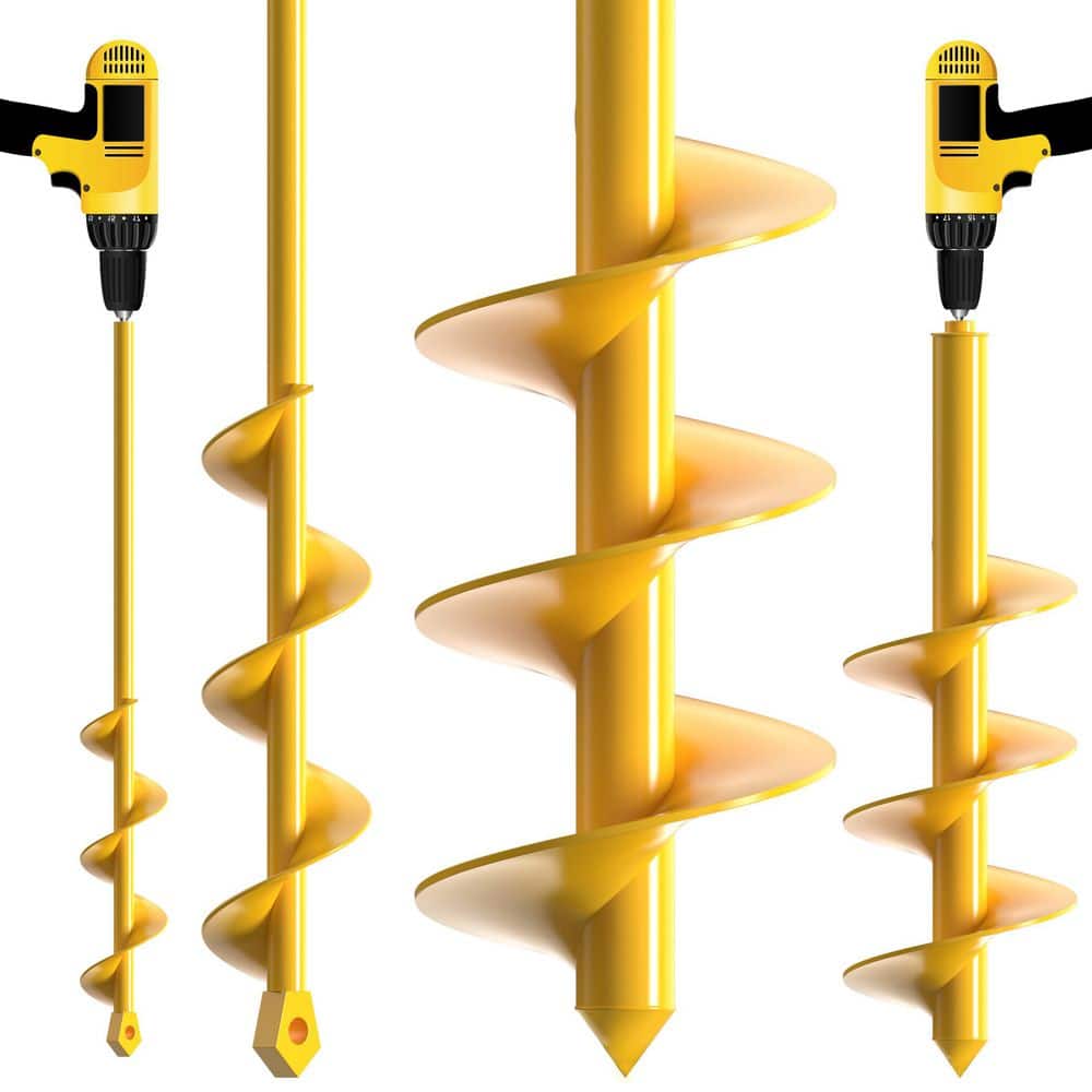 1.6 x 16.5 in. 3.5 x 16 in. Earth Auger Bit, Garden Auger Drill Bit for Planting-Fit with 3/8 in. Hex Drive Dril-2 Pcs - Hercitys