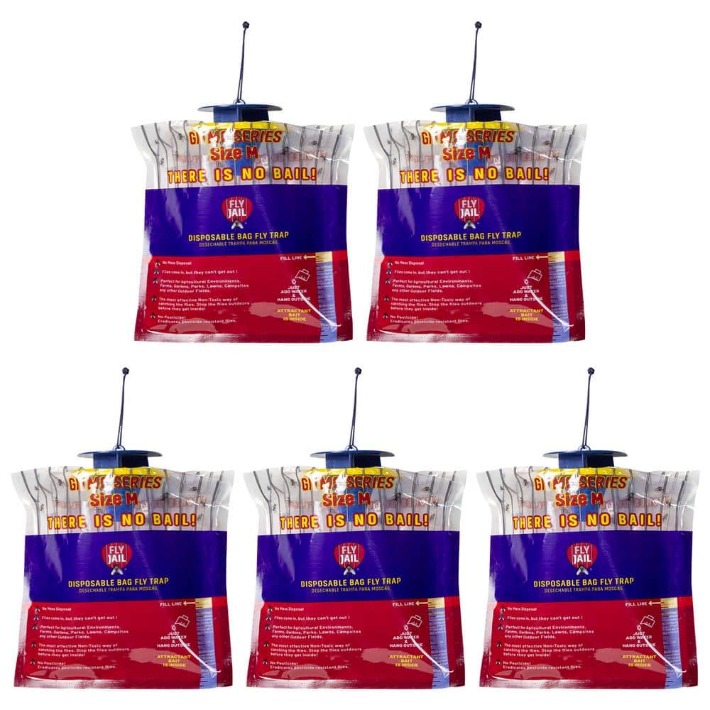 5 Medium Bag – Outdoor Disposable Trap, Pre-Baited with Flies Inn Attractant, Effective Outdoor Catcher - Hercitys
